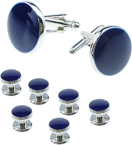 Rockyu Cufflinks for Men Brand Round Cufflinks Light Surface Round Link Set Business Stainless Steel Gentleman Antique European Style Accessories in Kuwait