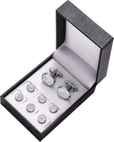 Rockyu Cufflinks for Men Brand Round Cufflinks Light Surface Round Link Set Business Stainless Steel Gentleman Antique European Style Accessories in Kuwait