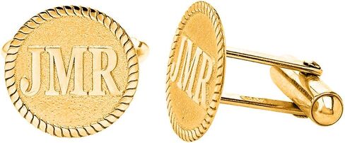 Certified 14k Yellow Gold Personalized Engraved Initial Cufflinks Custom 3 Letters in Saudi Arabia