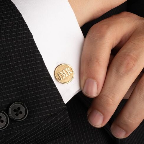 Certified 14k Yellow Gold Personalized Engraved Initial Cufflinks Custom 3 Letters in Saudi Arabia