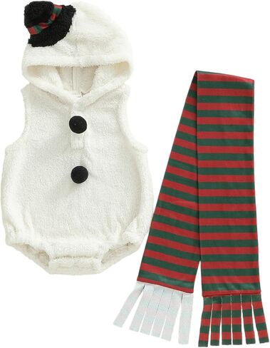 My First Christmas Baby Boy Girl Outfit Velvet Costume Hooded Zip Up Sleeveless Tank Romper Bodysuit with Socks in Saudi Arabia