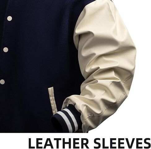 Men's Varsity Jacket Bomber Letterman Jacket Leather Sleeve Vintage Style Lightweight Outerwear in Saudi Arabia