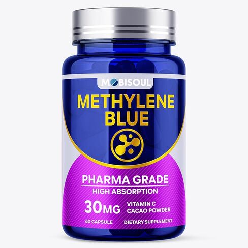 Methylene Blue Capsules 30mg, USP Pharma Grade Methylene Blue Supplement with Vitamin C & Organic Cacao, High Absorption Support - 60 Capsules in Saudi Arabia