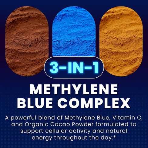 Methylene Blue Capsules 30mg, USP Pharma Grade Methylene Blue Supplement with Vitamin C & Organic Cacao, High Absorption Support - 60 Capsules in Saudi Arabia