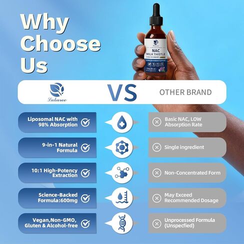 Lukaree NAC Supplement 600mg w/Milk Thistle - Liposomal NAC N-Acetyl-L-Cysteine Liquid Drops w/Selenium for Liver & Lung Health,Antioxidants, Brain Wellness & Immune Support* -Ultra-Concentrated -2oz in Saudi Arabia