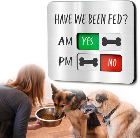 جهاز تتبع تغذية الحيوانات الأليفة الذكي مع مغناطيس - تذكير بإطعام الكلاب مع "هل تم إطعامنا"، شريط تمرير تذكير أكريليك للثلاجة، متتبع التغذية صباحًا مساءً، احتياجات تغذية الكلاب بنعم أو لا، لا تفوت أي وجبة in Kuwait