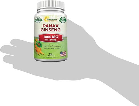 aSquared Nutrition Red Korean Panax Ginseng (1000mg Max Strength) 180 Capsules Root Extract Complex, Asian Powder Supplement, High Dosage Ginsenosides in Seeds, Tablet Pills for Women & Men-Sex Health in Saudi Arabia