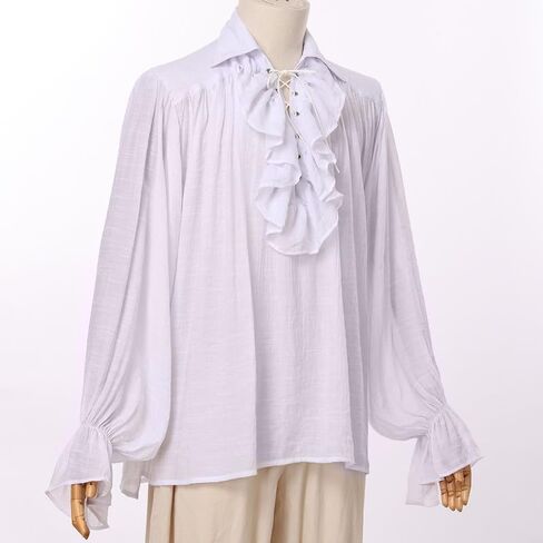 GRACEART Men Pirate Shirt Women Vampire Renaissance Shirts Victorian Ruffled Medieval Costume Cotton Linen Shirt in Saudi Arabia