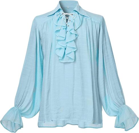 GRACEART Men Pirate Shirt Women Vampire Renaissance Shirts Victorian Ruffled Medieval Costume Cotton Linen Shirt in Saudi Arabia