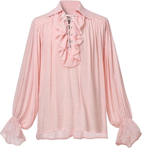 GRACEART Men Pirate Shirt Women Vampire Renaissance Shirts Victorian Ruffled Medieval Costume Cotton Linen Shirt in Saudi Arabia