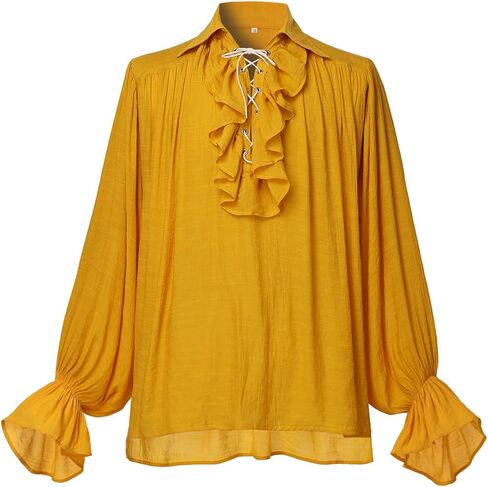 GRACEART Men Pirate Shirt Women Vampire Renaissance Shirts Victorian Ruffled Medieval Costume Cotton Linen Shirt in Saudi Arabia