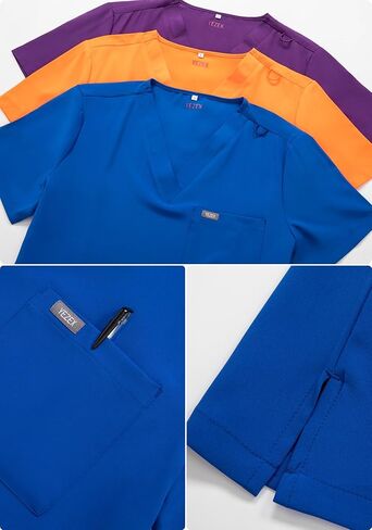 Women's Scrub Set, V-Neck Top & Straight Leg Pants w/ 6 Pockets, Medical Scrubs Top & Pants in Saudi Arabia