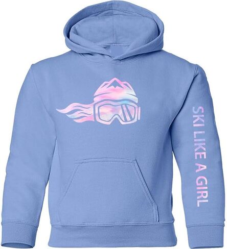 Ski Like A Girl Youth Hoodie Carolina Blue Cotton Candy (Ages 6-14) in Saudi Arabia