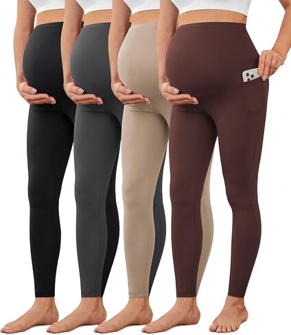 VALANDY Creamlush 2/4 Pack Maternity Leggings with Pockets, Over Belly Buttery Soft Pants for Yoga, Lounge, Daily Wear in Saudi Arabia