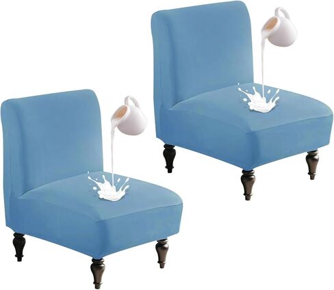 Accent Chair Covers Without Arms Waterproof, Armless Slipper Chair Slipcover, Armless Chair Slip Covers for Accent Chairs (Pink,Set of 2) in Saudi Arabia