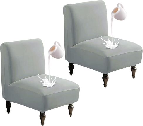 Accent Chair Covers Without Arms Waterproof, Armless Slipper Chair Slipcover, Armless Chair Slip Covers for Accent Chairs (Pink,Set of 2) in Saudi Arabia