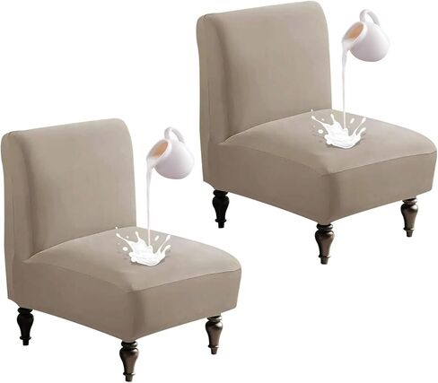 Accent Chair Covers Without Arms Waterproof, Armless Slipper Chair Slipcover, Armless Chair Slip Covers for Accent Chairs (Pink,Set of 2) in Saudi Arabia