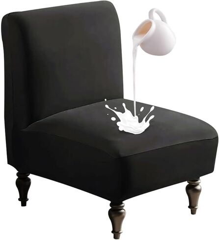 Accent Chair Covers Without Arms Waterproof, Armless Slipper Chair Slipcover, Armless Chair Slip Covers for Accent Chairs (Pink,Set of 2) in Saudi Arabia