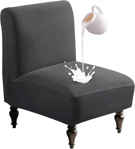Accent Chair Covers Without Arms Waterproof, Armless Slipper Chair Slipcover, Armless Chair Slip Covers for Accent Chairs (Pink,Set of 2) in Saudi Arabia