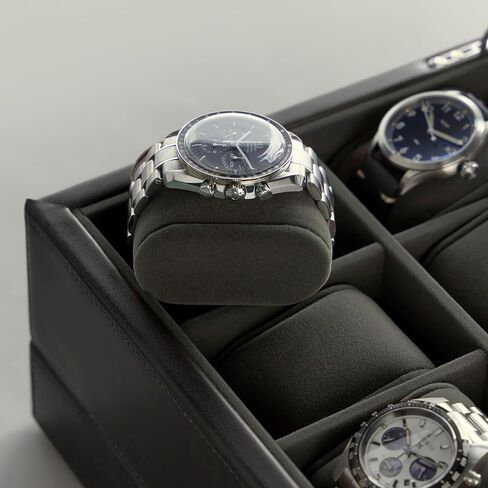 TAWBURY Bayswater 6 Watch Jewelry Box (Black/Charcoal) with a Set of 6 Small Pillows to Fit 6.6-7.1" Wrists in Saudi Arabia
