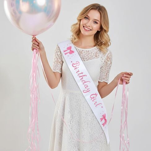 Birthday Sash Pink, 1 Pc Satin Cowgirl Birthday Girl Sash For Women & Girls, Sweet Princess Queen Party Decoration Accessory, 31.89×3.66in (Hot Pink & White) in Kuwait