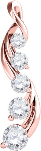 قلادات قلادة رحلة للنساء 1/2 (0.50) قيراط 5 أحجار من الألماس الأبيض الطبيعي في 10 قيراط من الذهب الأبيض الأصفر الوردي مع سلسلة مربعة طويلة مطلية بالذهب عيار 18 بوصة أفضل مجموعة مجوهرات للذكرى السنوية وعيد الميلاد والزفاف والخطوبة in Kuwait