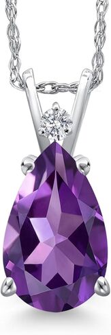 Gem Stone King Lab Grown Diamond Teardrop Pendant Necklace for Women | 14K White Gold | IGI Certified | Pear Shape 12X8MM | E-F Color | VS1-VS2 | 18 Inch Gold Chain in Kuwait