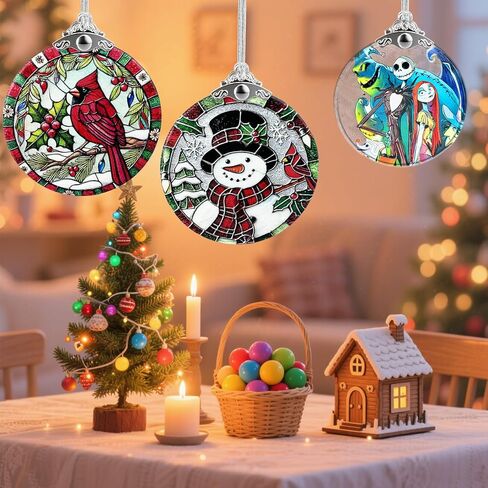 Nightmare Be Christmas Decorations Stained Glass Ornament–Halloween & Christmas Hanging Glass Wall Decor,Christmas Tree Decoration,Xmas Decor,Exchange Present in Saudi Arabia