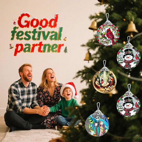 Nightmare Be Christmas Decorations Stained Glass Ornament–Halloween & Christmas Hanging Glass Wall Decor,Christmas Tree Decoration,Xmas Decor,Exchange Present in Saudi Arabia