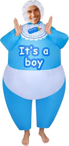 2 Packs Hilarious Inflatable Baby Costumes Boy and Girl Cosplay Adult Size Blow Up Suit Cosplay Outfit for Gender Reaveal Party/Birthday/Halloween in Saudi Arabia