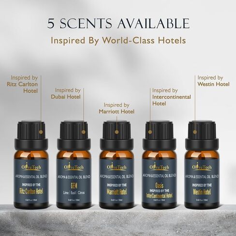 Hotel Collection Diffuser Oil Gift Set - 5 x 20ml / 0.68 fl oz, OliveTech Hotel Fragrance Oil Inspired by Marriott, Westin, Ritz Carlton, GEM & Oasis Scents, Glass Bottles in Kuwait