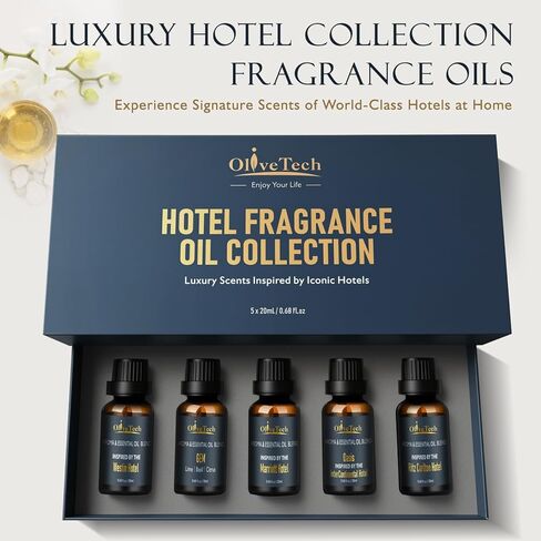 Hotel Collection Diffuser Oil Gift Set - 5 x 20ml / 0.68 fl oz, OliveTech Hotel Fragrance Oil Inspired by Marriott, Westin, Ritz Carlton, GEM & Oasis Scents, Glass Bottles in Kuwait