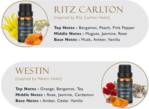 Hotel Collection Diffuser Oil Gift Set - 5 x 20ml / 0.68 fl oz, OliveTech Hotel Fragrance Oil Inspired by Marriott, Westin, Ritz Carlton, GEM & Oasis Scents, Glass Bottles in Kuwait