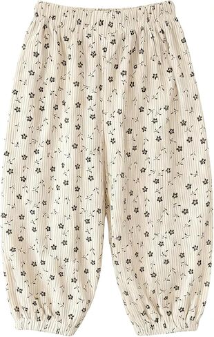 Girls' Corduroy Pants Soft Ribbed, Loose Fit Elastic Waistband Playground Pants for Toddler Kids, Fall and Spring Season in Saudi Arabia