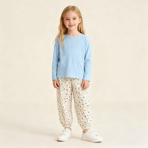 Girls' Corduroy Pants Soft Ribbed, Loose Fit Elastic Waistband Playground Pants for Toddler Kids, Fall and Spring Season in Saudi Arabia