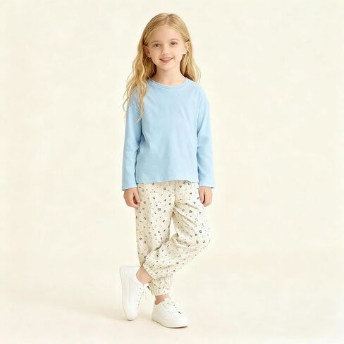 Girls' Corduroy Pants Soft Ribbed, Loose Fit Elastic Waistband Playground Pants for Toddler Kids, Fall and Spring Season in Saudi Arabia