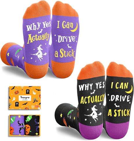 HAPPYPOP Halloween Gifts Ideas Socks - Spooky Gifts for Men Women, Witchy Gifts for Teens, Horror Gifts for Man Woman 2 Pack in Saudi Arabia
