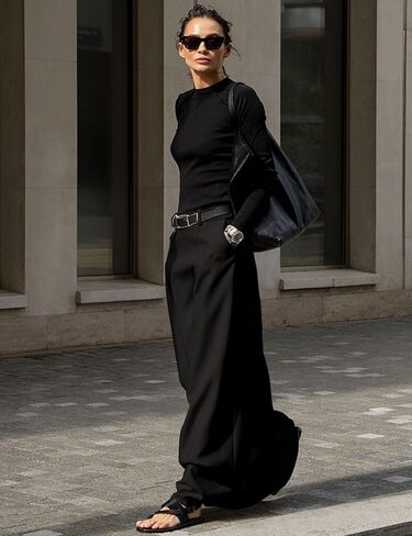 Women's Long Maxi Skirt Elegant High Waist H Line Long Straight Maxi Skirts for Women Casual Floor Pencil Skirt with Pockets in Saudi Arabia