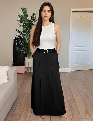 Women's Long Maxi Skirt Elegant High Waist H Line Long Straight Maxi Skirts for Women Casual Floor Pencil Skirt with Pockets in Saudi Arabia