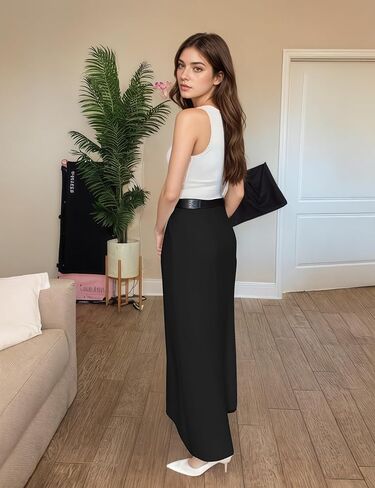 Women's Long Maxi Skirt Elegant High Waist H Line Long Straight Maxi Skirts for Women Casual Floor Pencil Skirt with Pockets in Saudi Arabia
