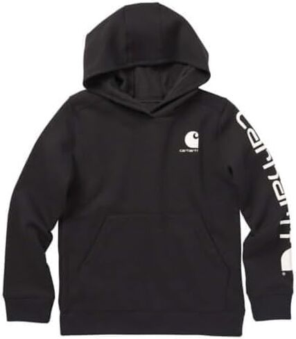Carhartt Little Big Boys' Long-Sleeve Hooded Graphic Sweatshirt, Caviar Black, Youth Small 8/10 in Saudi Arabia