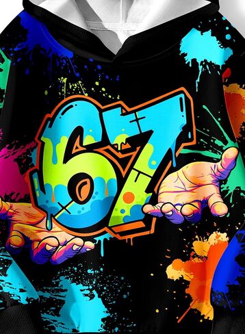 Kids 67 Zip-Up Hoodie Colorful Graphic Pullover Hooded Sweatshirt Streetwear for Boys Girls 5-12Y in Saudi Arabia