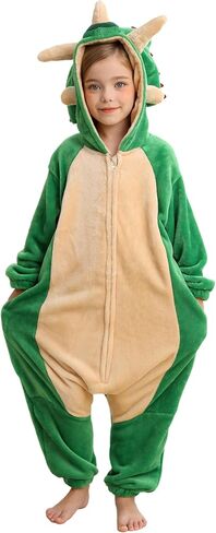 SimZoo Kids Animal Pajamas, Boy Girls Pentaceratops Cosplay Costume Sleepwear, One-Piece Unisex Homewear 3-11Y in Saudi Arabia