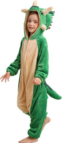SimZoo Kids Animal Pajamas, Boy Girls Pentaceratops Cosplay Costume Sleepwear, One-Piece Unisex Homewear 3-11Y in Saudi Arabia