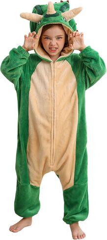 SimZoo Kids Animal Pajamas, Boy Girls Pentaceratops Cosplay Costume Sleepwear, One-Piece Unisex Homewear 3-11Y in Saudi Arabia