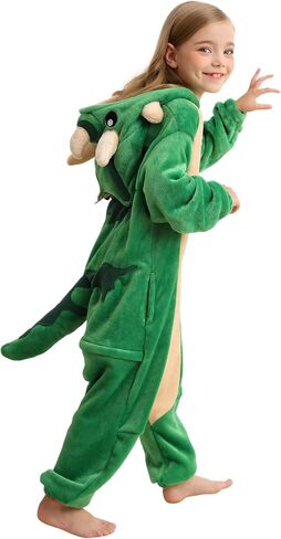 SimZoo Kids Animal Pajamas, Boy Girls Pentaceratops Cosplay Costume Sleepwear, One-Piece Unisex Homewear 3-11Y in Saudi Arabia