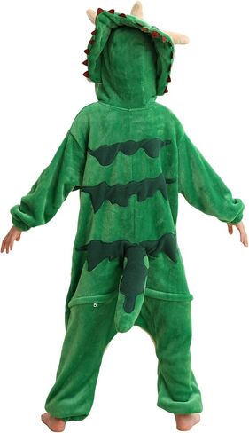 SimZoo Kids Animal Pajamas, Boy Girls Pentaceratops Cosplay Costume Sleepwear, One-Piece Unisex Homewear 3-11Y in Saudi Arabia