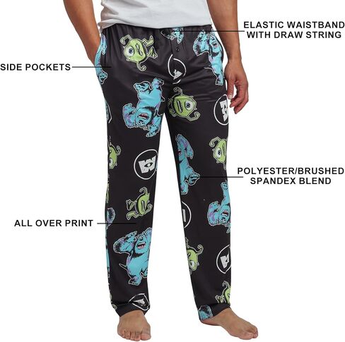 Bioworld Monsters Inc Mike & Sulley All-Over Print Adult Black Sleep Pajama Pants in Saudi Arabia