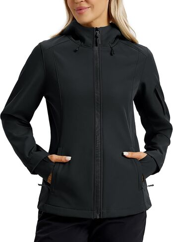 TACVASEN Women's Waterproof Softshell Jacket with Hood Fleece Lined Warm Light Raincoat for Outdoor Hiking in Saudi Arabia