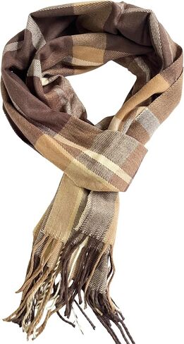 NY GOLDEN FASHION Unisex Cashmere-Feel Scarf, Tartan Plaid Pattern, 72 x 12 Inches, Winter Collection in Saudi Arabia